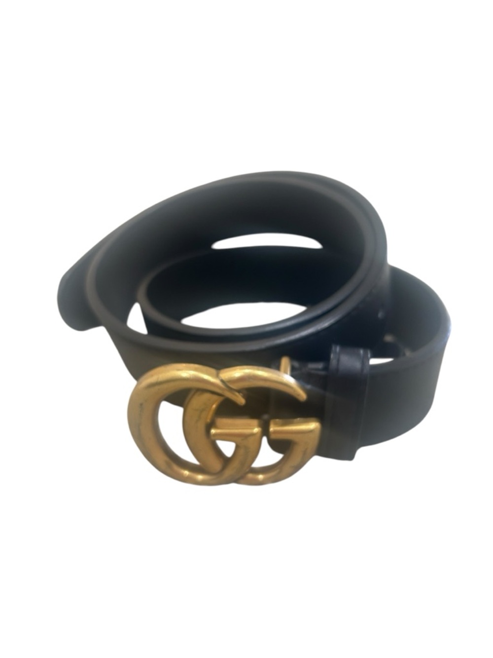 Gucci Black Leather Belt with Gold Double G Buckle authentic size 40 - Picture 1 of 7
